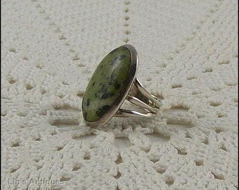 Moss Agate 925 Silver Ring Size 7 (#J1053)