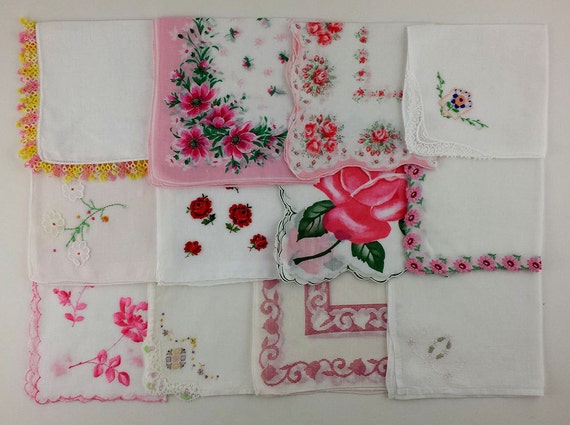 Vintage Hankies lot One Dozen Handkerchiefs (Lot #