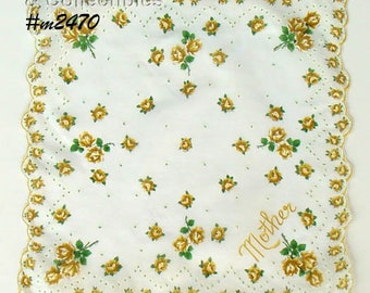 Vintage Yellow Roses Hanky for Mother (#M2470)