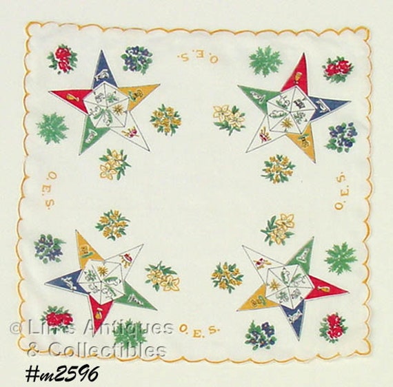 Vintage Order of Eastern Star Handkerchief M2596 Etsy