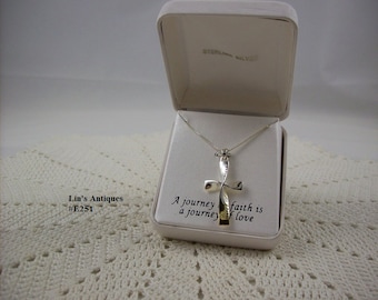 Sterling Silver Cross Pendant with Message in Original Box (#E251)