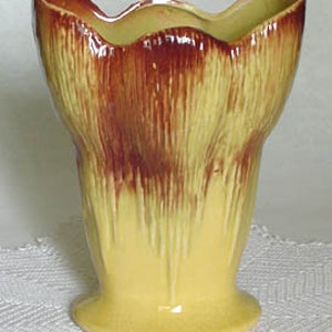 McCoy Flower Form Vase Yellow with Brown Accents (#2855)