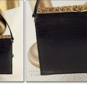Vintage Meyers Black Handbag with Rhinestones HB214 image 3