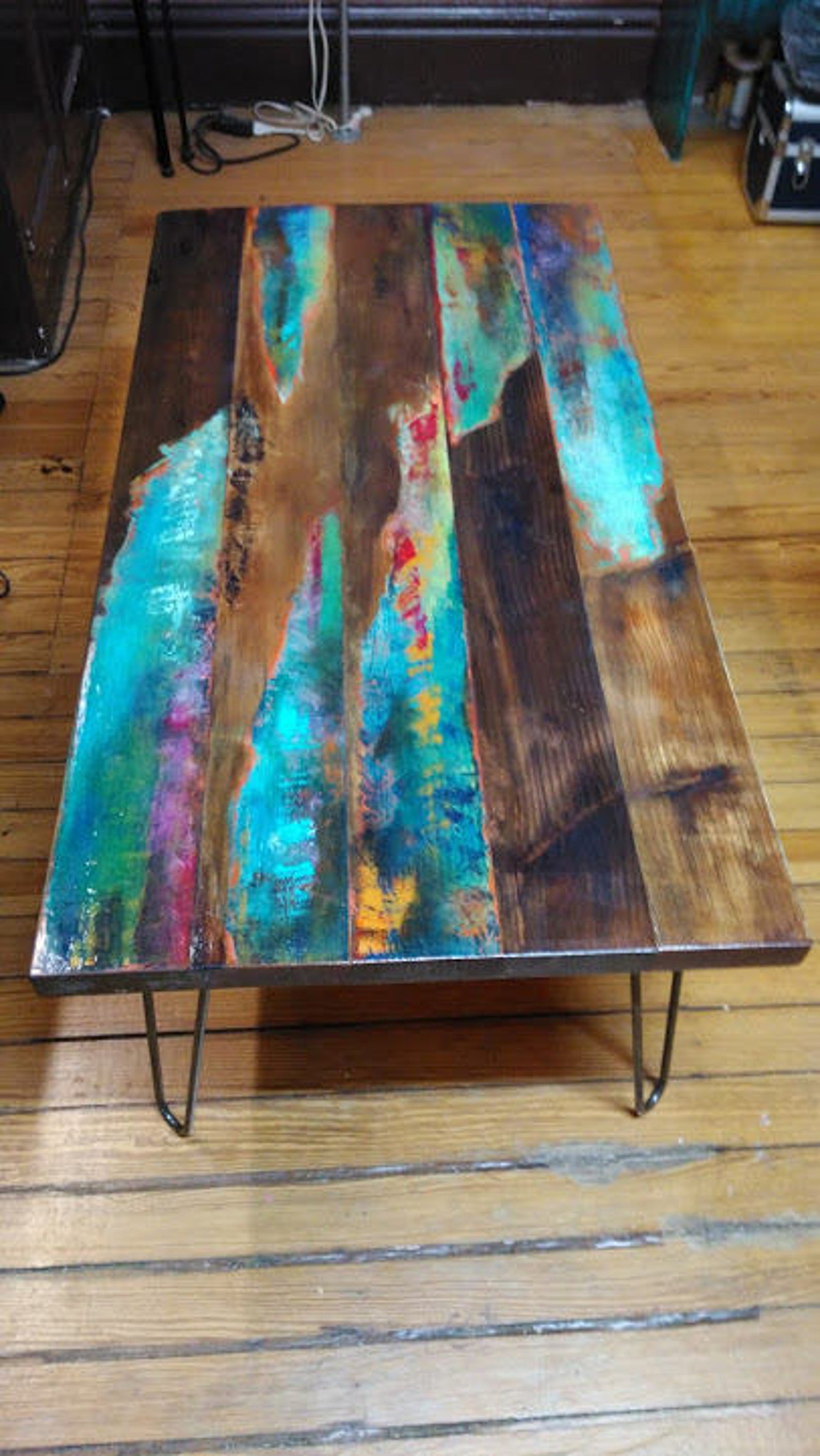 Whimsical Painted Coffee Table. Multi Colored Coctail Table. Etsy