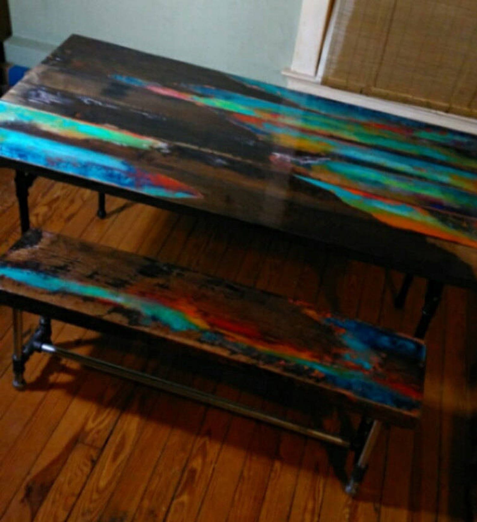 Whimsical Painted Coffee Table. Multi Colored Coctail Table. Etsy