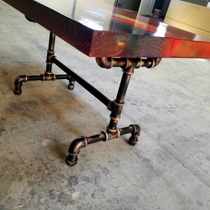 Burnt Orange coffee table, art deco side table, cocktail table, whimsical painted furniture. burnt orange decor, sunset acrylic painting. image 8