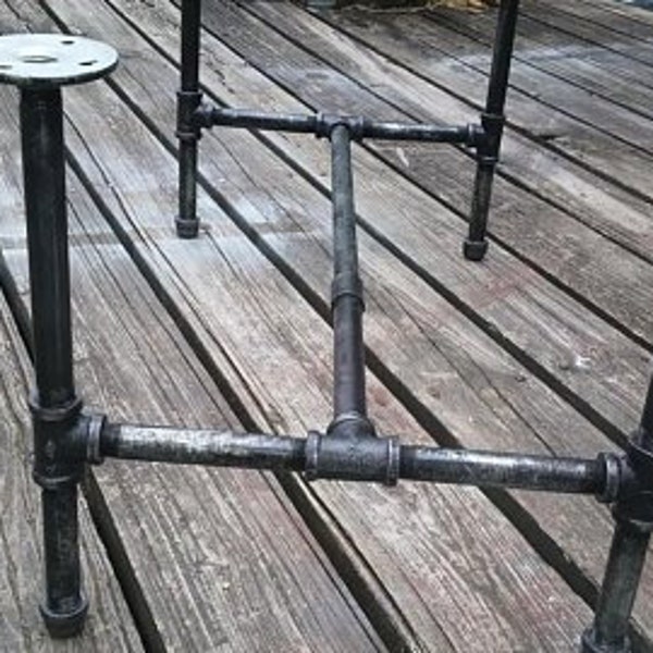 NOT FOR SALE. H-leg pipe table base, black pipe table legs, coffee table base, end table base, side table base, dining table base.