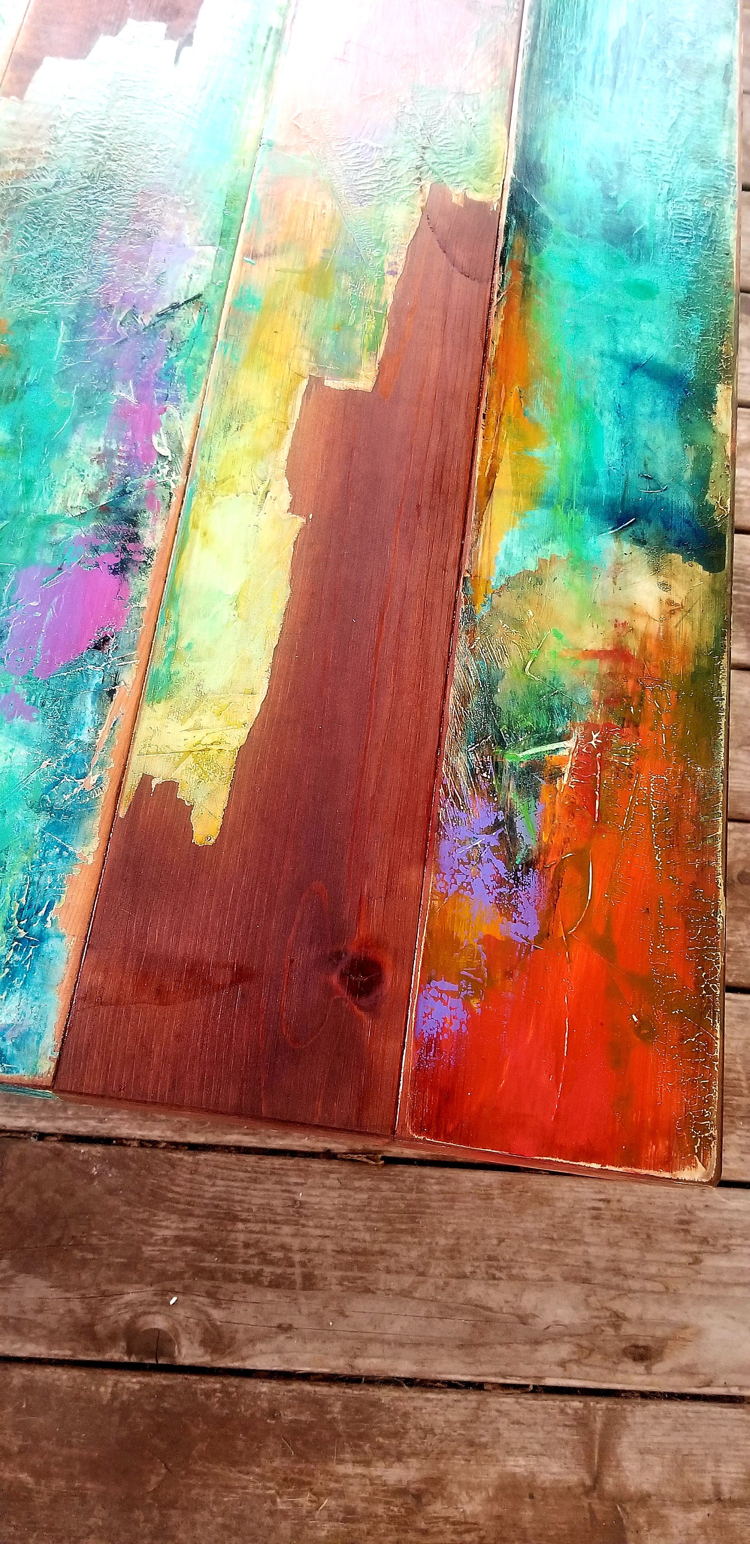 Whimsical Painted Coffee Table. Multi Colored Coctail Table. Etsy UK