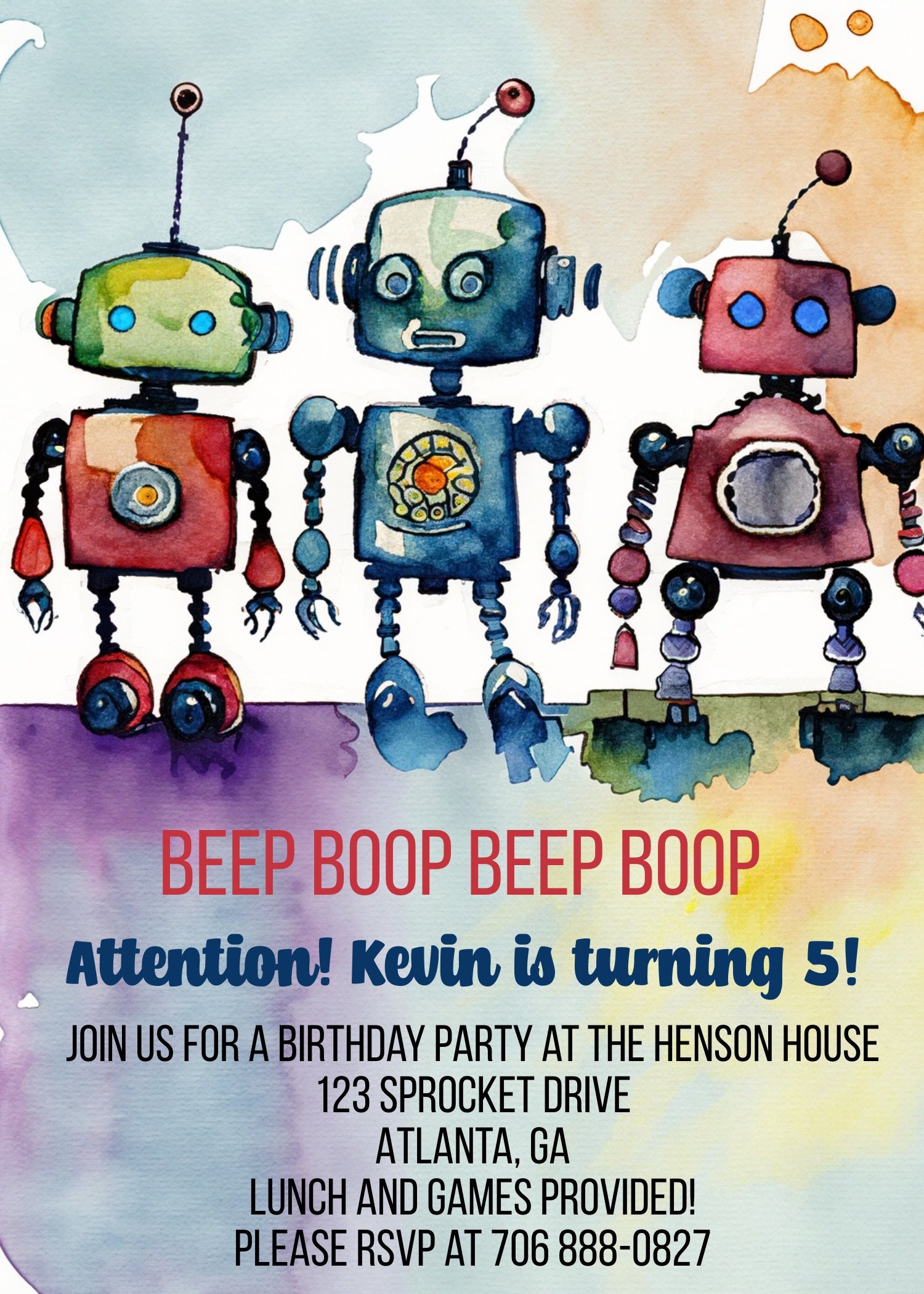 Robot Birthday Invitation Instant Download Template Editable Invite - Etsy