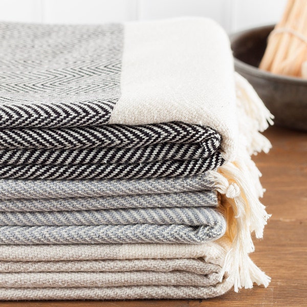 Herringbone, Handtuch, Badetuch, Badetuch, türkische Handtuch, pishtimal, Hammam-Handtuch, schwarz, grau, Beige