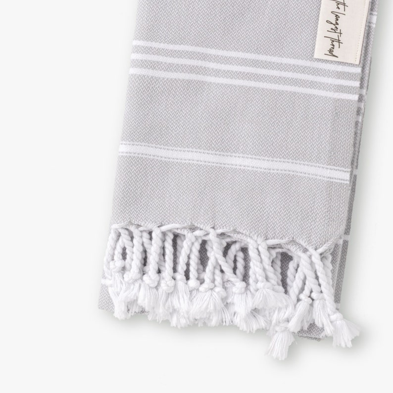 Basic Turkish Hand Towel for Bathroom, Hair Drying, Face, Kitchen Compact, Absorbent, Soft, Quick-Drying Towel Washed & Shrunk Tea Towel Gray