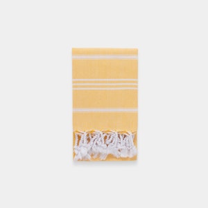 Basic Turkish Hand Towel for Bathroom, Hair Drying, Face, Kitchen Compact, Absorbent, Soft, Quick-Drying Towel Washed & Shrunk Tea Towel Yellow
