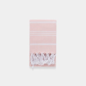 Basic Turkish Hand Towel for Bathroom, Hair Drying, Face, Kitchen Compact, Absorbent, Soft, Quick-Drying Towel Washed & Shrunk Tea Towel Pink