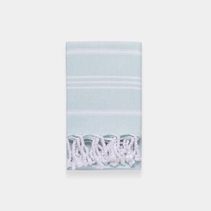 Basic Turkish Hand Towel for Bathroom, Hair Drying, Face, Kitchen Compact, Absorbent, Soft, Quick-Drying Towel Washed & Shrunk Tea Towel Mint