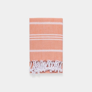 Basic Turkish Hand Towel for Bathroom, Hair Drying, Face, Kitchen Compact, Absorbent, Soft, Quick-Drying Towel Washed & Shrunk Tea Towel Orange