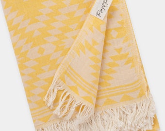 Kilim Yellow Turkish Towel, Peshtemal, Travel Towel, Pool Towels, Beach Towel, Bath Towels, Turkish Towels, Yellow Beach Towels