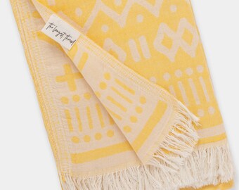 Maghreb Yellow Turkish Towel, Peshtemal, Travel Towel, Pool Towels, Beach Towel, Bath Towels, Turkish Towels, Yellow Beach Towels