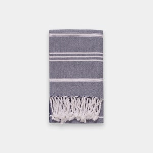 Basic Turkish Hand Towel for Bathroom, Hair Drying, Face, Kitchen Compact, Absorbent, Soft, Quick-Drying Towel Washed & Shrunk Tea Towel Navy