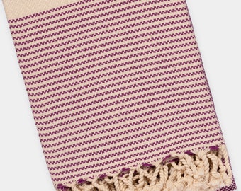 Purple Turkish Towel, Bath Towel, Beach Towel, Throw Blanket, Shawl, Travel Towel, Pestemal | Basket Weave Towel