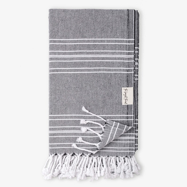 Saltwater Black Turkish Towel Beach Towel Bath Towel Etsy
