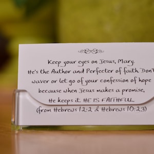 Personalized Scripture Cards in lucite holder image 1