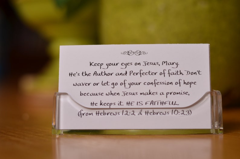 Personalized Scripture Cards in lucite holder image 1