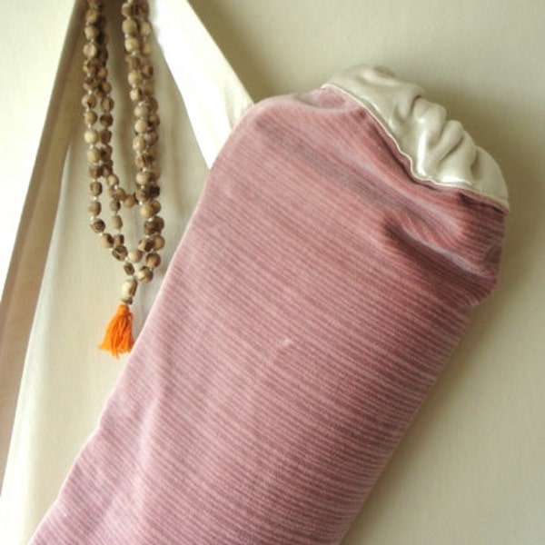 Yoga mat carrier. Vintage velvet, satin lined yoga mat bag for women. Fits standard sized mat.