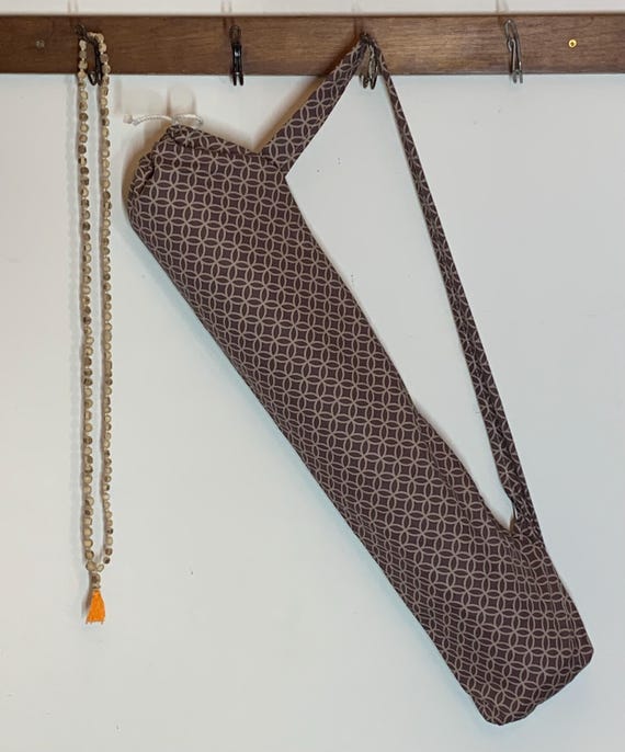 Yoga Mat Bag, Geometric circle  Print in browns, cotton