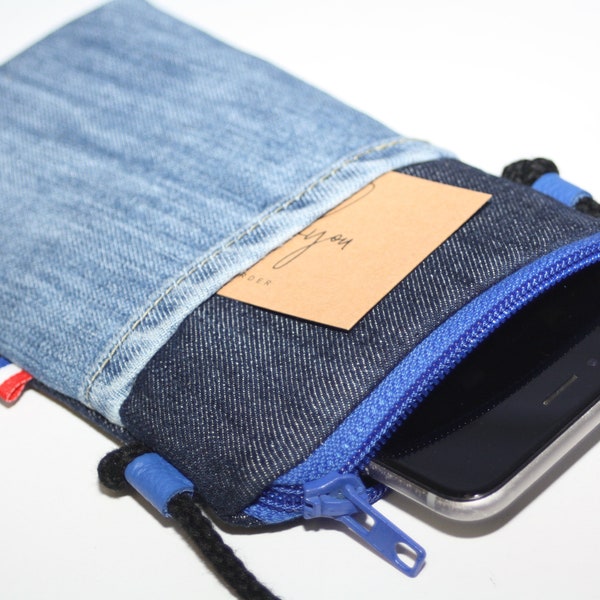 Blauwe zak kleine crossbody blauw jeans zak Crossbody portemonnee  Crossbody tasje  cadeau voor vrouwen cadeau voor dochter/Gerecycled denim