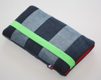 Fairphone 3,Gerecycled denim , Vegan,Upcycled denim koppeling, eco vriendelijke , deni hipster iphone sleeve, eco vriendelijke portemonnee