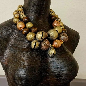 Luxury African Brass & Copper Tribal Statement Necklace, Ethnic Neck ...