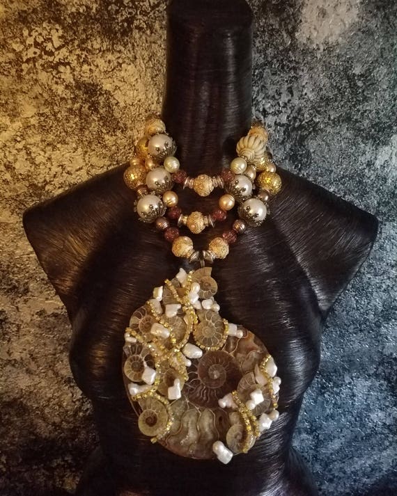 Ammonite Statement Pendant Statement Necklace KATROX Luxury | Etsy