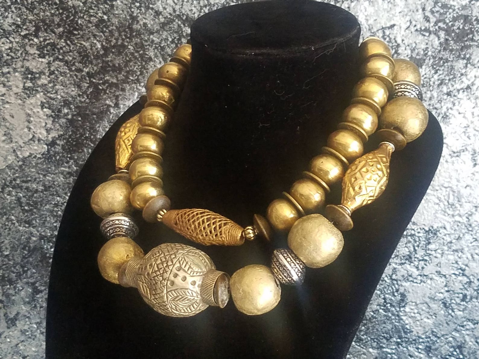 African Brass Beaded Statement Necklace UNISEX Tribal Necklace Etsy