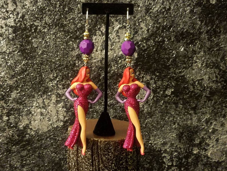 Jessica Rabbit Shoulder Duster Pierced Earrings KATROX Las Etsy