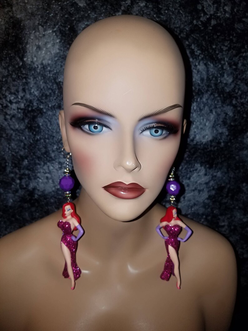 Jessica Rabbit Shoulder Duster Pierced Earrings KATROX Las Etsy