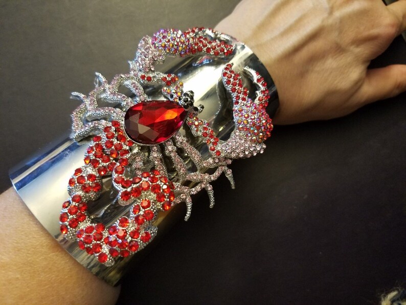 Red Rhinestone Scorpion Statement Cuff Massive Scorpion Cuff - Etsy