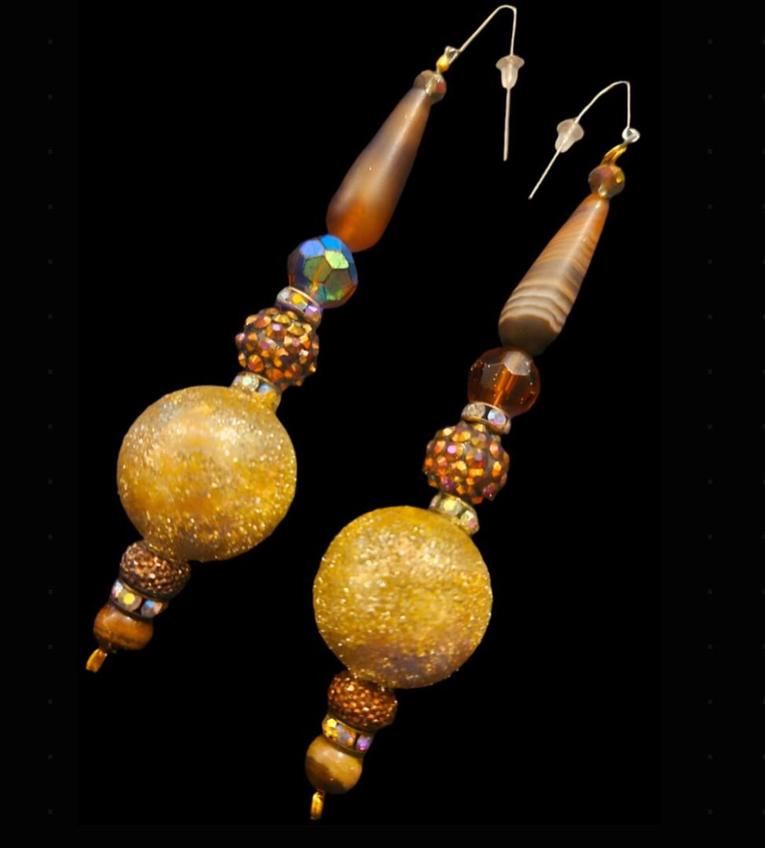 Gold, Bronze & Brown Agate Glitter Ball Shoulder Dusters, Holiday ...