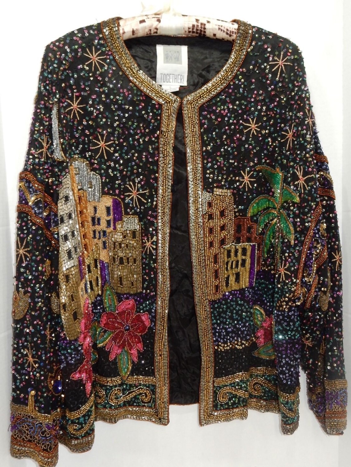 Vintage Sequin Jacket Glamorous Beaded Jacket Beaded Kimono Etsy