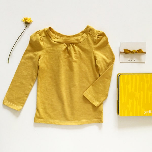 Mustard Long sleeve tee hand-dyed baby & children's t-shirt | fall baby shirt | organic tank top | baby girl toddler girl child