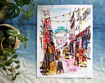 POSTGASSE | Hecht platz markt, seattle | Aquarell Illustration | limitierter Druck | 11x14 oder 12x12 Zoll große Rahmen