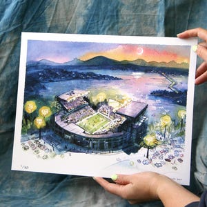 HUSKY-STADION | Aquarell Kunstdruck | 11x14 oder 30x45 cm | von menschlicher Künstler gemacht