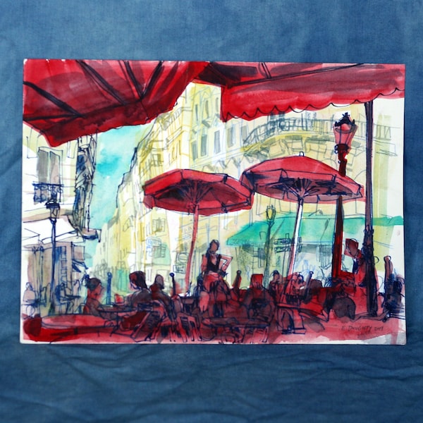 ILE SAINT-LOUIS | Paris, France | 12" x 9", 30.5cm x 22.9cm | original watercolor painting