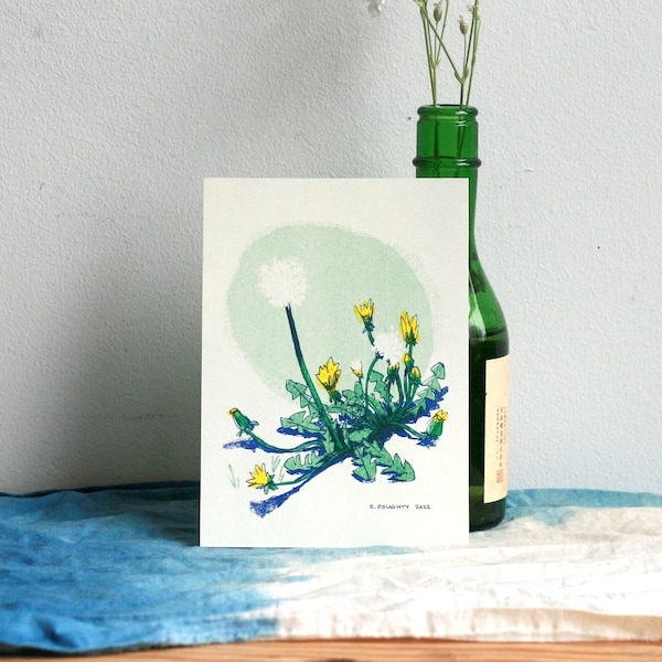 DANDELIONS | wildflowers risograph print | 5x7" | handmade
