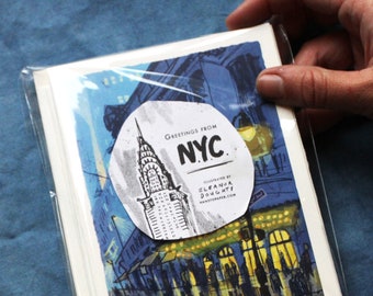 NYC Greeting Card Set: Illustrated New York City Cards with Envelopes