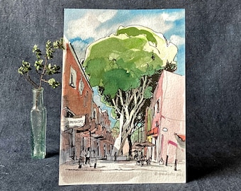 BARRIO de ARTISTA | Puebla, Mexico | 5.75" x 8.25", 14.6cm x 21cm | original watercolor painting