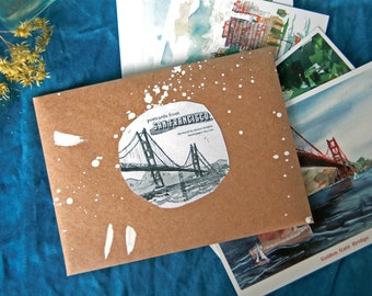POSTCARDS from SAN FRANCISCO | set of 8 illustrated S.F. postcards | 4" x 6" in / 10 cm x 15cm