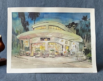 CAFE TOSCANO | Mercado de Condesa | 14" x 10", 35.5cm x 25.4cm | original watercolor painting