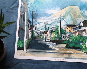 KAWAGUCHIKO & MT FUJI art print | 富士山 | japan plein air illustration | 11 x 14" | 28cm x 35cm