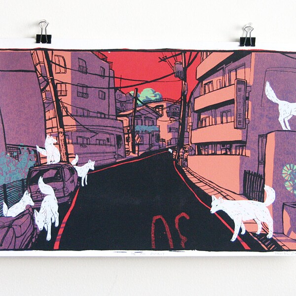 ¡Especies invasoras - Sunset Colorway - ÚLTIMO! 11 x 17" edición limitada Color seises serigrafiado Fox ilustración