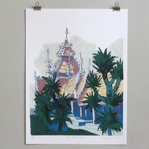 WAT CHEDI LUANG / Chiang Mai Thailand Architecture Illustration / วดเจดยหลวง เชยงใหม ประเทศไทย 9x12 poster art print image 2